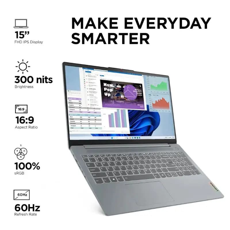 Lenovo 83EM00GYIN, Intel Core i7-1355U, 16GB RAM, 512GB SSD, Windows 11, Microsoft Office 2024, IdeaPad Slim 3 Laptop
