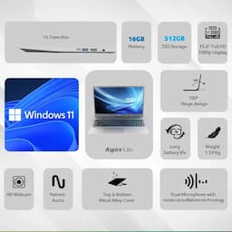 Acer UN.31ZSI.03M Aspire Lite Ryzen 5, 16 GB, 512 GB, Windows 11, Laptop