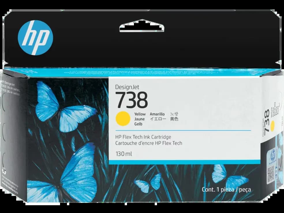 HP 498N7A, 738 130ML, YELLOW INK, Cartridges