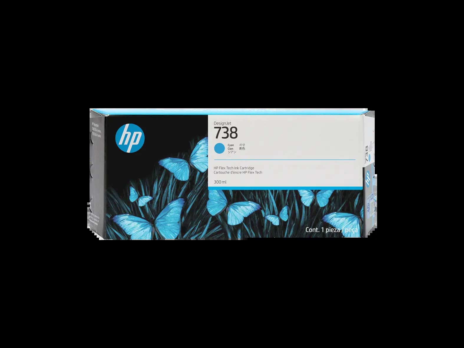 HP 676M6A , 738 300ML, CYAN INK, Cartridges