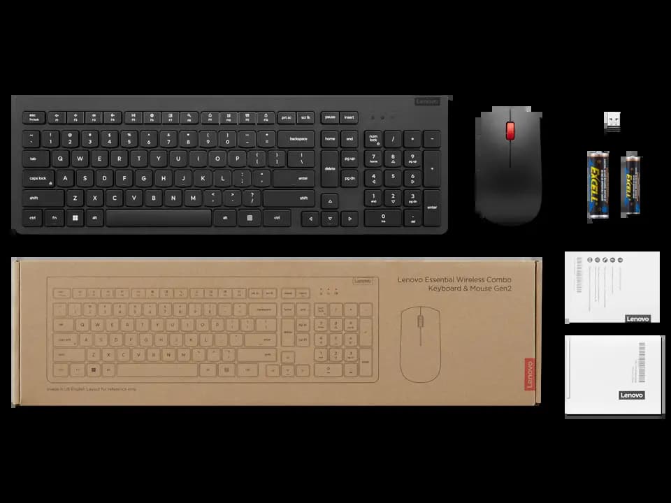 Lenovo 4X31N50708 , Essential Wireless Keyboard & Mouse Combo Gen 2, Black, US