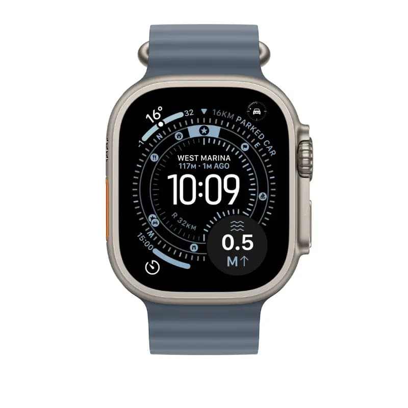 Apple MGCE4ZM/A, 49mm Anchor Blue Ocean Band Extension - Natural Titanium Finish Watch Strap