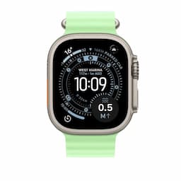 Apple MGCG4ZM/A, 49mm Neon Green Ocean Band Extension - Natural Titanium Finish Watch Strap