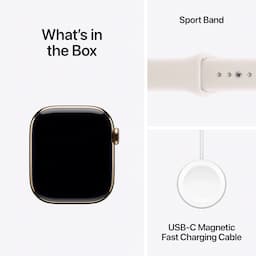Apple Watch Series 11 MF8W4HN/A, GPS+Cellular, 42mm, Gold Titanium Case with Light Blush Sport Band - S/M