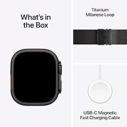 Apple Watch Ultra 3 MF1N4HN/A, GPS + Cellular, 49mm, Black Titanium Case with Black Titanium Milanese Loop - Small
