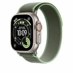 Apple MFT44ZM/A, 49mm Green/Neon Trail Loop - S/M - Natural Titanium Finish Watch Strap