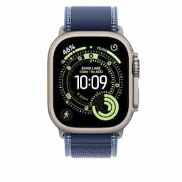 Apple MFT74ZM/A, 49mm Blue/Bright Blue Trail Loop - M/L - Natural Titanium Finish Watch Strap