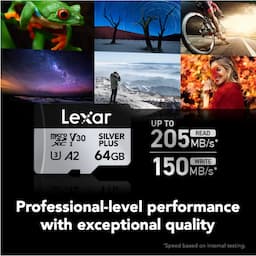 Lexar LMSSIPL064G-BNANG Professional Silver Plus microSDXC UHS-I Card - 64 GB Capacity