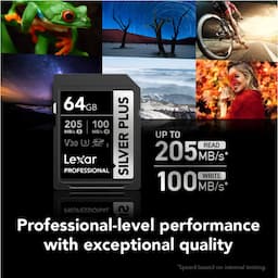 Lexar LSDSIPL064G-BNNNG Professional Silver Plus SDXC UHS-I Card - 64 Gb Capacity