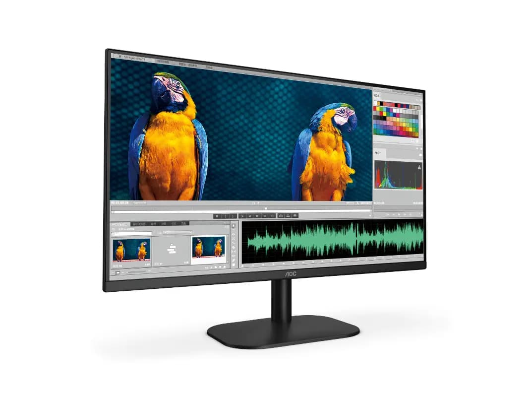 AOC 27B2H2/94 Flat FHD 3FL Monitor, 27 Inch, 250 Nits Brightness, 3 Side Frameless