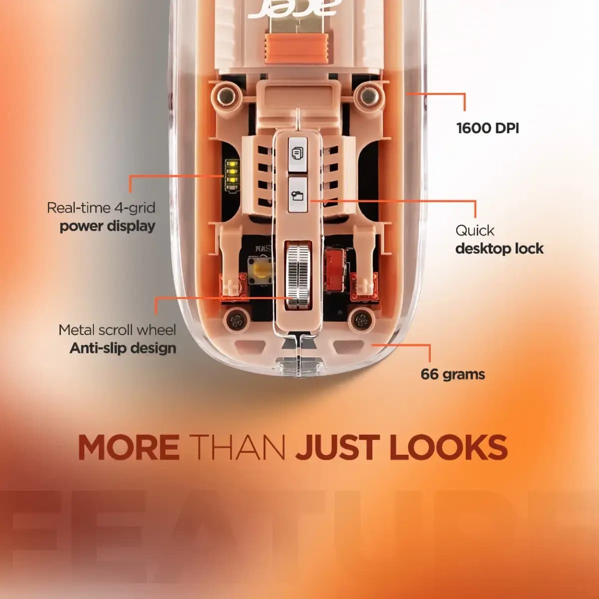 Acer ZC.A01SI.2DT, Wireless Transparent Rechargeable Mouse