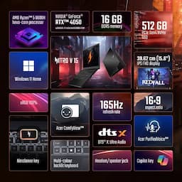 Acer NH.QPESI.002, ANV15, AMD Ryzen 5, 16GB RAM, 512GB SSD, Windows 11, Notebook