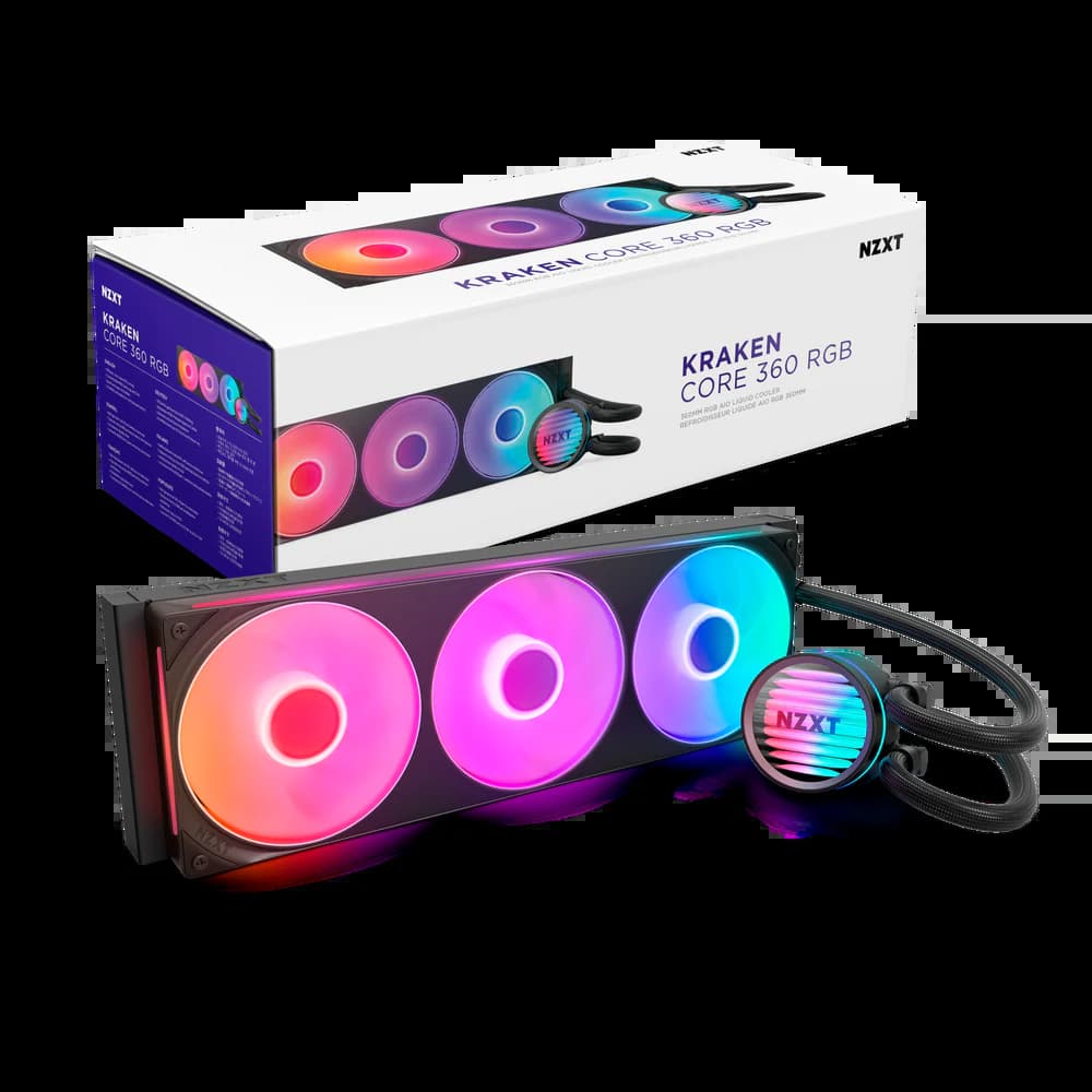 NZXT RL-KR360-B1 Kraken Core 360 RGB, 360mm RGB AIO Liquid Cooler – Black