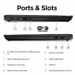 Lenovo 21LUS07C00 ThinkPad X13 G5, 13.3 inch Display, Intel Core Ultra 7, 32 GB RAM, 1 TB Storage, Windows 11 Pro, Laptop
