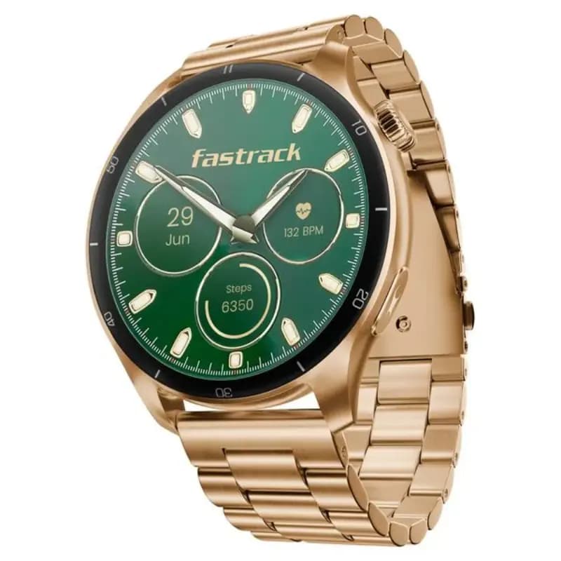 Fastrack 38142SM01K, Dezire FX1 Pro with 3.6 CM AMOLED Display with Functional Crown, SingleSync BT Calling, AOD, AI Voice Assistant, RoseGold Smart Watch
