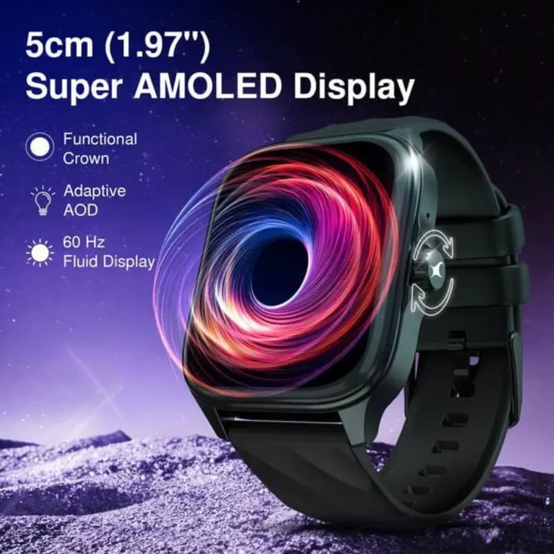 Fastrack 38139PP01K, New Astor FS1 PRO Smartwatch, Large Super AMOLED Display 5 CM AOD, NextGen Chipset lag Free & Fast Experience, Teal Smart Watch