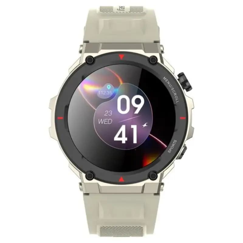 Fastrack 38111PP03, Xtreme Pro with 3.6 cm AMOLED Display, Rugged Design, SingleSync BT Calling, Functional Crown with Beige Strap