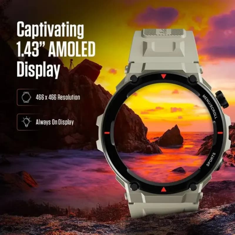 Fastrack 38111PP03 Xtreme Pro with 3.6 cm AMOLED Display, Rugged Design, SingleSync BT Calling, Functional Crown with Black Strap, Unisex Smart Watch
