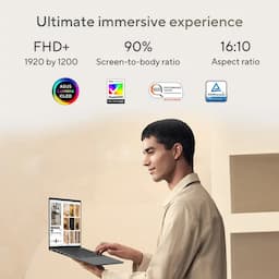 ASUS Zenbook A14, UX3407RA-QD061WS, 35.56 cms (14) WUXGA Display, Snapdragon X Elite X1E 78 100 16GB RAM, 512GB Storage, Qualcomm Adreno GPU, Windows 11 Home/Office Home 2024 + M365 Basic (1 Year Validity), AI Powered Laptop