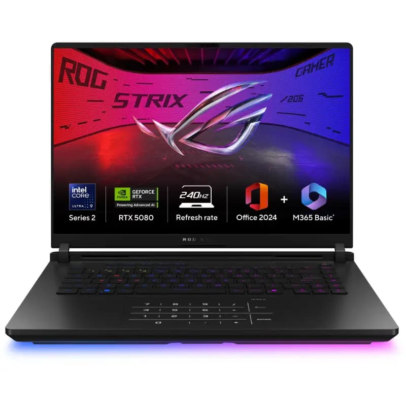 ASUS ROG Strix SCAR 16, G635LW-RW157WS, 40.64 cms (16) 2.5K Display, Intel Core Ultra 9 275HX, RTX 5080 GPU, 32GB RAM, 2TB Storage, Windows 11 Home, Office Home 2024 + M365 Basic (1 Year Validity) Gaming Laptop