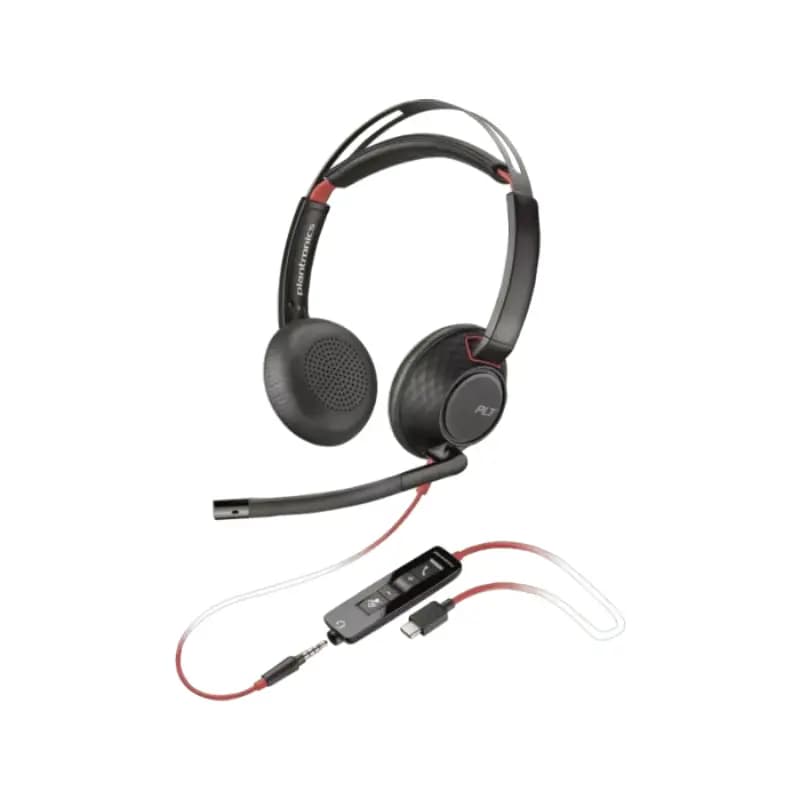 Poly 8X231AA Blackwire 5220 Stereo USB-C Headset +3.5mm Plug +USB-C/A Adapte