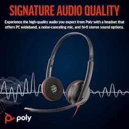 Poly 8X228AA Blackwire 3220 Stereo USB-C Headset +USB-C/A Adapter