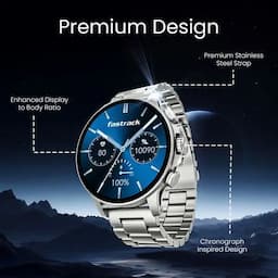 Fastrack 38148SM01 Marvellous FX2 Unisex Smart Watch With Silver Metal Strap
