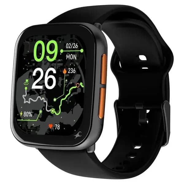 Fastrack 38188PP01K Navstar 1.85 inch AMOLED Display, AI Chat, AI Watchface, Offline Voice Commands, Functional Crown, Black & Black Unisex Smartwatch