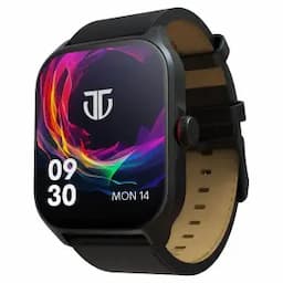 Titan Zeal with 4.69 cm AMOLED Display with AOD, Functional Crown, BT Calling, Smartwatch with Black Leather Strap