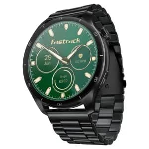 Fastrack Dezire FX1 Pro with 3.6 CM AMOLED Display with Functional Crown, SingleSync BT Calling, AOD, AI Voice Assistant, Black Smartwatch for Men