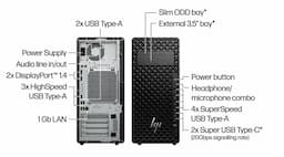 HP C1PT8PT#ACJ, Intel Core Ultra 7-265, 8 GB RAM, 512 GB SSD, Z2 Tower G1i Workstation