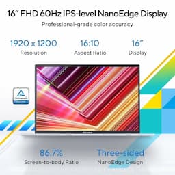 ASUS M3607KA-SH099WS, 16 Inch Display, AMD Ryzen AI 5 330, 16GB RAM, 1TB SSD, Windows 11, Silver, Laptop