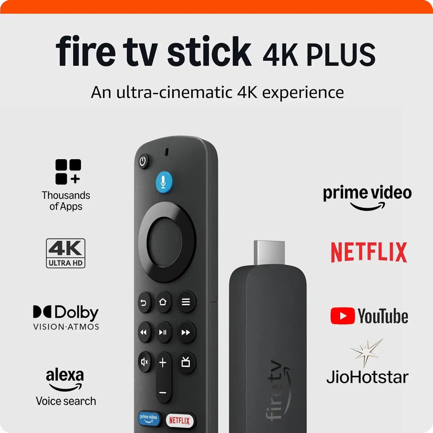 Amazon B0F7Z6SDBQ, Fire TV Stick 4K Plus, WiFi 6, Alexa Voice Remote, Streaming Device
