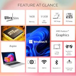 Acer UN.35MSI.00D, Aspire 15 AS15-42, 15.6 Inch Full HD IPS Display, AMD Ryzen 7 7730U Processor, 16GB RAM, 512GB SSD, Windows 11 Home, Backlit Keyboard, Thin and Light, Laptop