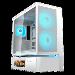 COUGAR GAMING 382DA40.0008, CFV235 Mesh Vision-White, Mid Tower ATX, 9.16” LCD, 400mm GPU, 9 Fan Support, Computer Case