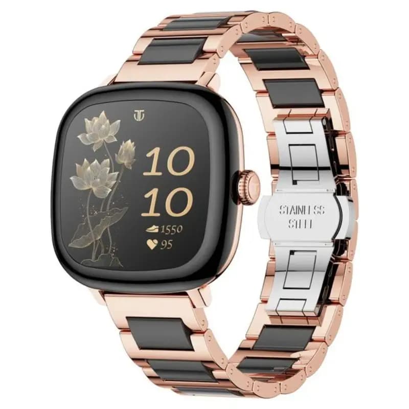 Titan 95416KM02K AiRA Women Smartwatch, 1.70 inch AMOLED Display, AI Chat, Functional Crown, Aira Black & Rose Gold