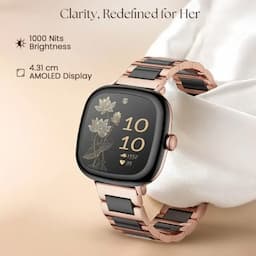 Titan 95416KM02K AiRA Women Smartwatch, 1.70 inch AMOLED Display, AI Chat, Functional Crown, Aira Black & Rose Gold