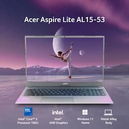 Acer UN.34ESI.02E Aspire Lite 15 AL15-53 Laptop, Intel Core 3 100U Processor, 8GB RAM, 512GB SSD, 15.6 Inch Full HD Display, Windows 11 Home, Gray, Laptop