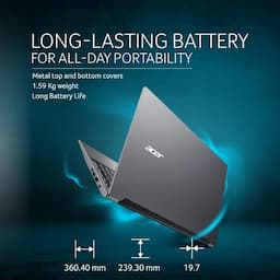 Acer UN.31ZSI.06V, Aspire Lite AL15-41, AMD Ryzen 3 5400U Processor, 8GB RAM, 256GB SSD, 15.6 Inch (39.62 cm) Full HD IPS Display, Windows 11 Home, MS Office, Gray, 1.59 Kg, Thin and Light Laptop
