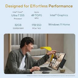 ASUS Zenbook A14 UX8407AA-SN183WS, Snapdragon X Elite X1E-78-100 Processor, 32GB RAM, 1TB SSD, 14 Inch OLED Display, Windows 11 Home, Microsoft Office Home 2024, Iceland Gray, AI Laptop