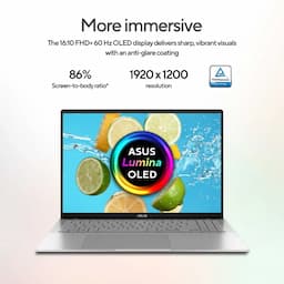ASUS Vivobook S16 S3607AA-SH087WS, Snapdragon X Plus X1P-42-100 Processor, 16GB RAM, 512GB SSD, 16 Inch WUXGA Display, Windows 11 Home, Microsoft Office Home 2024, Matte Gray, Laptop