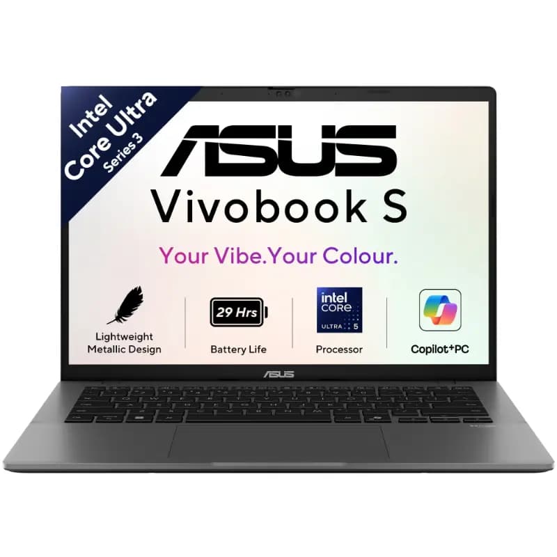 ASUS Vivobook S14 S3407AA-SF058WS, Snapdragon X Plus X1P-42-100 Processor, 16GB RAM, 512GB SSD, 14 Inch WUXGA Display, Windows 11 Home, Microsoft Office Home 2024, Cool Silver, Laptop