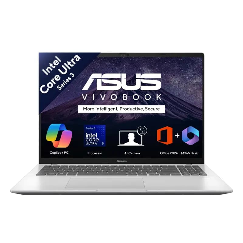 ASUS Vivobook 16 X1607AA-MB038WS, Snapdragon X Plus X1P-42-100 Processor, 16GB RAM, 512GB SSD, 16 Inch WUXGA Display, Windows 11 Home, Microsoft Office Home 2024, Cool Silver, Laptop