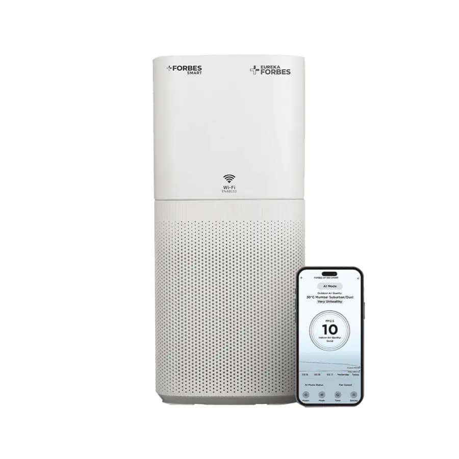 Eureka Forbes GAPDF500F1SM00 Smart 500 Surround 360 deg ,True HEPA Grade 13 filter, Covers Large Area 670 Sq. Ft., Sleep Mode, App Controlled, Air Purifier