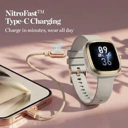 Fastrack 68062PP03K Fastrack RYZ Smart Watch, 1.72" Super Ultra VU Display, AI Voice,Functional Crown, Dynamic 60Hz Refresh Rate, White