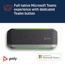 HP Poly 77P35AA, Sync 20 Microsoft Teams Certified, Bluetooth 5.1, USB-A Connectivity, 3-Microphone Array, 40mm Speaker, Black, Speakerphone