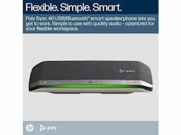 HP Poly 77P35AA, Sync 20 Microsoft Teams Certified, Bluetooth 5.1, USB-A Connectivity, 3-Microphone Array, 40mm Speaker, Black, Speakerphone
