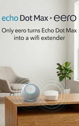 Amazon B0DKLVLPDK Echo Dot Max 840414615243, Alexa speaker with room-filling sound, 3x bass, for Alexa+, Glacier White