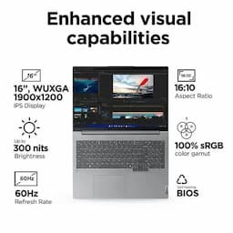 Lenovo 21MW00ESIN ThinkBook 16 Series Commercial Laptop, 16 Inch Display, AMD Ryzen 5 Processor, 16 GB Memory, 512 GB Storage, NOS