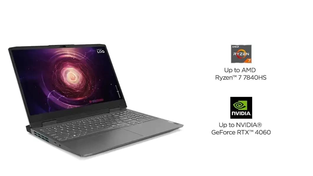 Lenovo 83S000FPIN LOQ15 Consumer Laptop, 15 Inch Display, AMD Ryzen 7 Processor, 16 GB Memory, 512 GB Storage